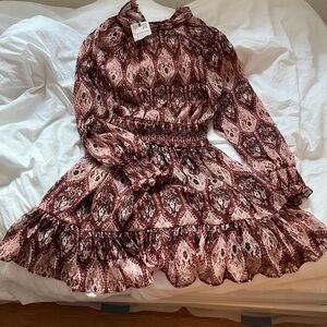 Zara Chiffon Sheer Patterned Dress Brand New
